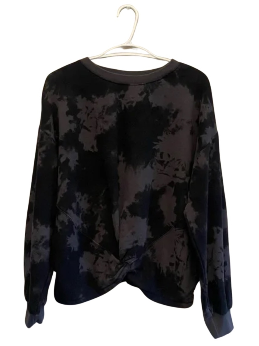 Shambhala Black & Grey Tie-Dye Sweatshirt w Twist Front – Size Medium GUC